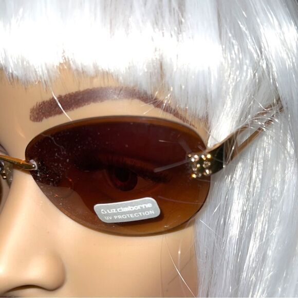 New! Liz Claiborne brown tinted wire frame sunglasses - Picture 3 of 11